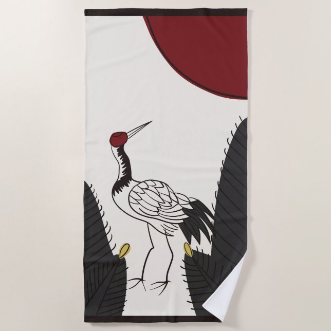 Toalla De Playa Hanafuda "Matsu-ni-tsuru" (Anverso)