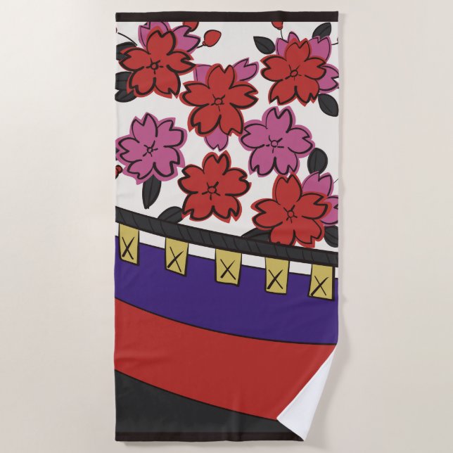 Toalla De Playa Hanafuda "Sakura-ni-maku" (Anverso)