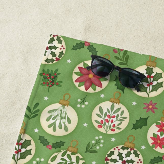 Toalla De Playa Hand Drawn Christmas Ornaments Beach Towel (In situ)