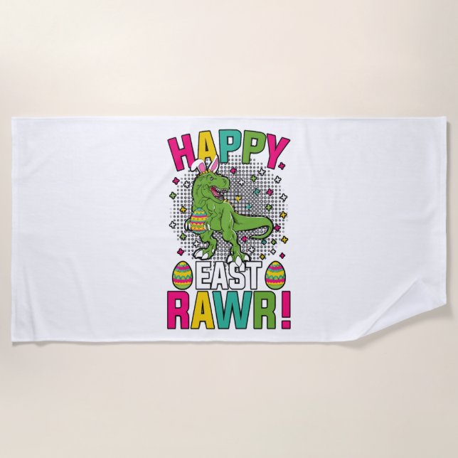 Toalla De Playa Happy East Rawr Easter T-Rex (Anverso)