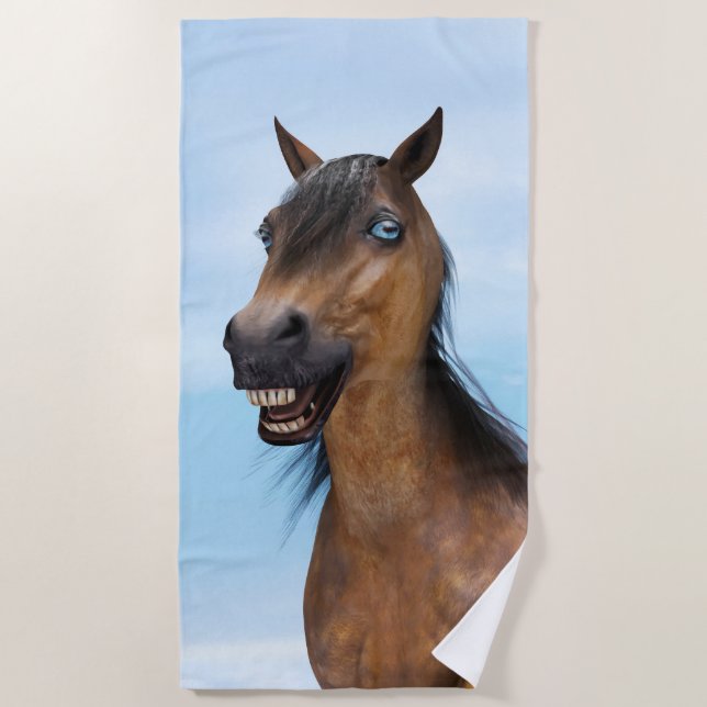 Toalla De Playa Happy Smiling Bay Horse (Anverso)