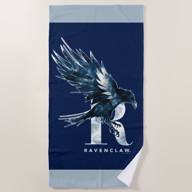 Toalla De Playa Harry Potter | RAVENCLAW™ Raven Watercolor (Anverso)