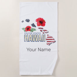 Toalla De Playa Hawaii Mapa del Estado Retro de Estados Unidos USA