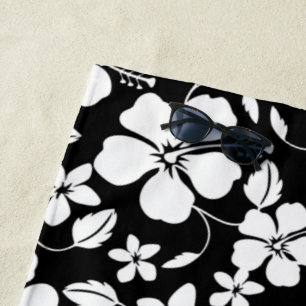 TOALLA DE PLAYA HAWAIIAN HULA (HIBISCO) NEGRO