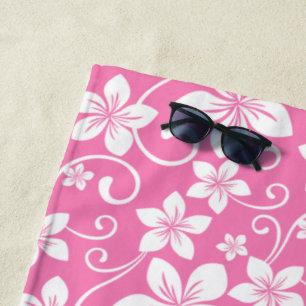 TOALLA DE PLAYA HAWAIIAN HULA (HIBISCUS) BUBBLEGUM PINK