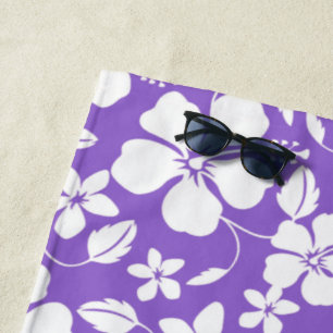 TOALLA DE PLAYA HAWAIIAN HULA (HIBISCUS) PURPLE LUMINOSO