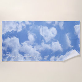 Toalla De Playa Heart Cloud Sky Cute Divertido nombre personalizad
