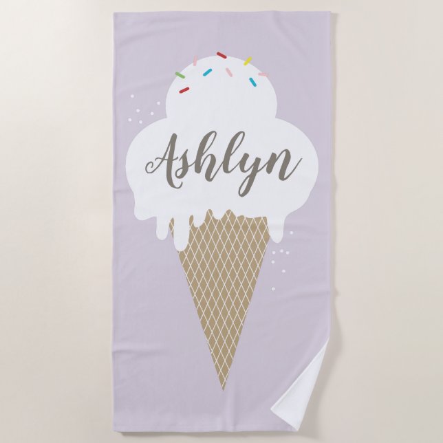 Toalla De Playa Helado De Verano Morado (Anverso)