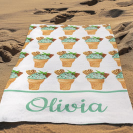 Toalla De Playa Helado Personalizado de Chocolate con Menta a la A