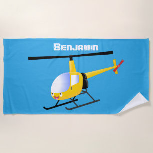 Toalla De Playa Helicóptero de personalizado alegre amarillo lindo