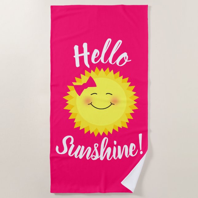 Toalla De Playa Hello Sunshine Girly Sun (Anverso)