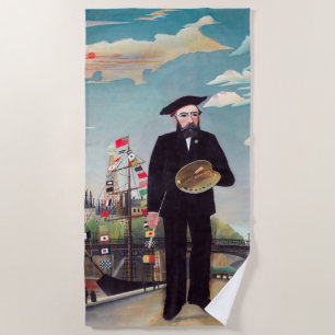 Toalla De Playa Henri Rousseau - Autorretrato-Paisaje