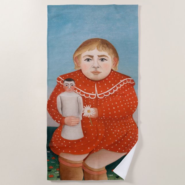Toalla De Playa Henri Rousseau - Niño con muñeca (Anverso)