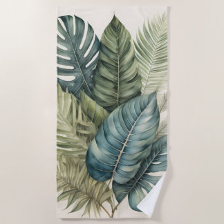 Toalla De Playa Hermosa acuarela Banana de follaje tropical, Palm