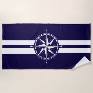 Toalla De Playa Hermosa brújula nautica azul tema náutico