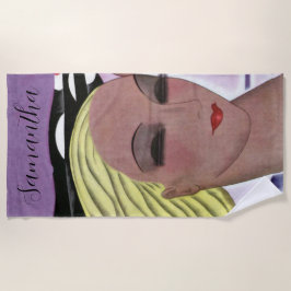 Toalla De Playa Hermosa dama rubia (Personaliza)