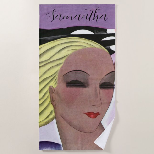 Toalla De Playa Hermosa dama rubia (Personaliza) (Anverso)