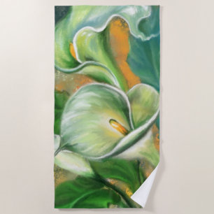 Toalla De Playa Hermosa flor de Calla Lily - dibujo combinado