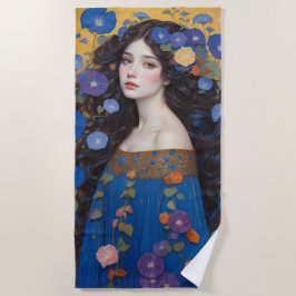 Toalla De Playa Hermosa Mujer Con Glorias De Mañana