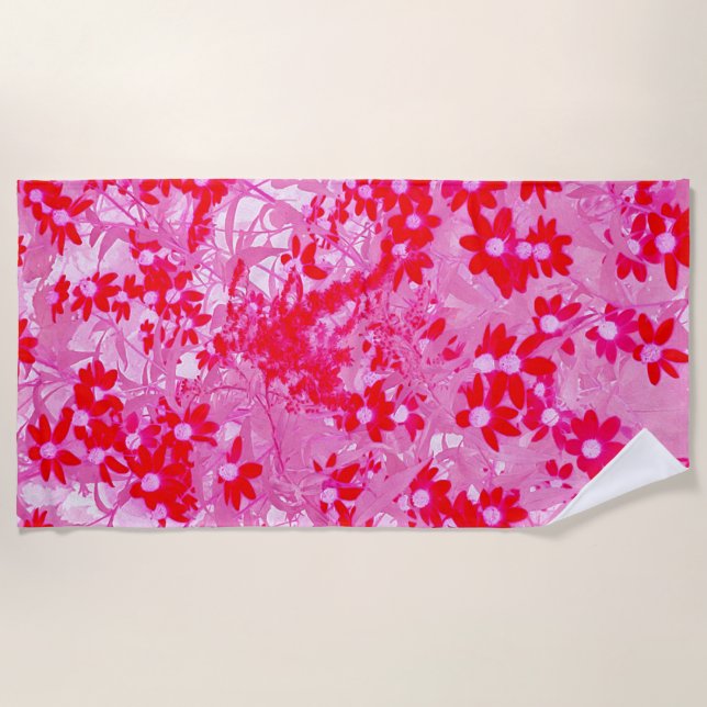 Toalla De Playa Hermosas Flores Rojas (Anverso)