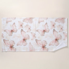 Toalla De Playa Hermosas Mariposas Rosadas