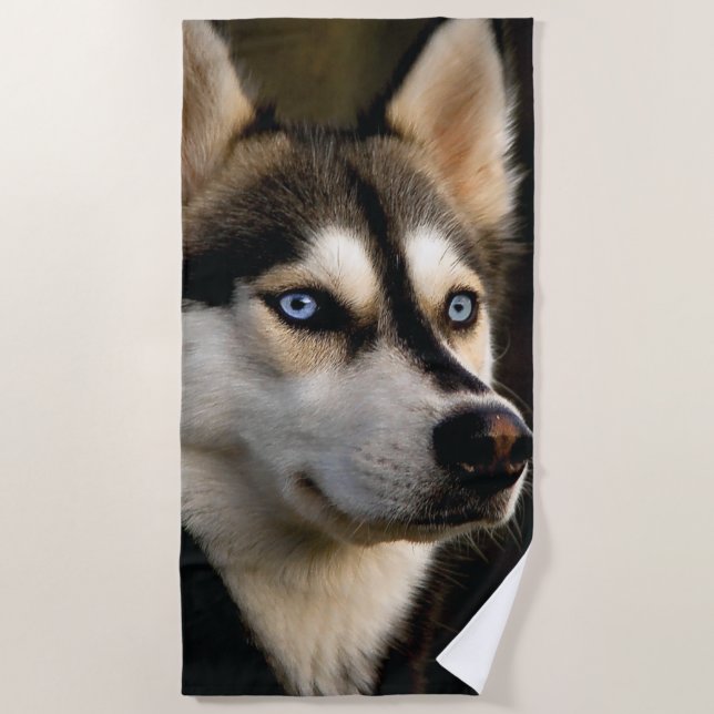 Toalla De Playa Hermoso Cojín decorativo Husky (Anverso)