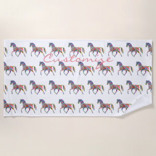Toalla De Playa Hermoso color arcoiris Caballo Thunder_Cove