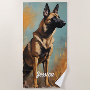 Toalla De Playa Hermoso Malinois Alemán