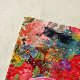 Toalla De Playa Hermoso Modelo Floral Brillante Abstracto Abstract