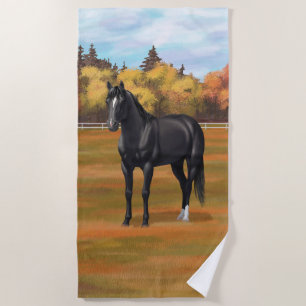 Toalla De Playa Hermoso Stallion de caballos del Barrio Negro