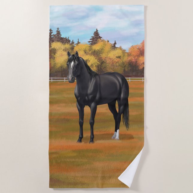 Toalla De Playa Hermoso Stallion de caballos del Barrio Negro (Anverso)