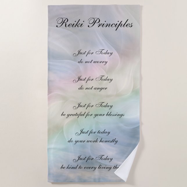 Toalla De Playa Hermosos principios del arcoiris Mandala Reiki (Anverso)