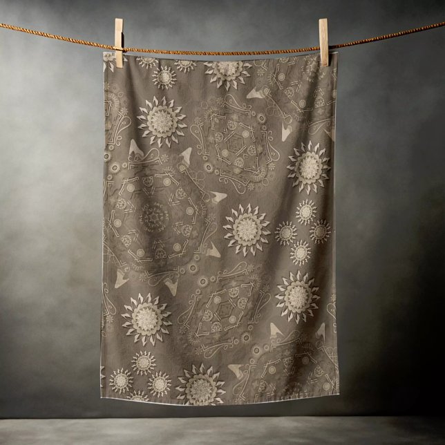 Toalla De Playa Hexaa sepia dorden ursidae mandala arte (Subido por el creador)