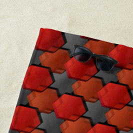 Toalla De Playa Hexagones rojos y "estrella gris" que se abruman