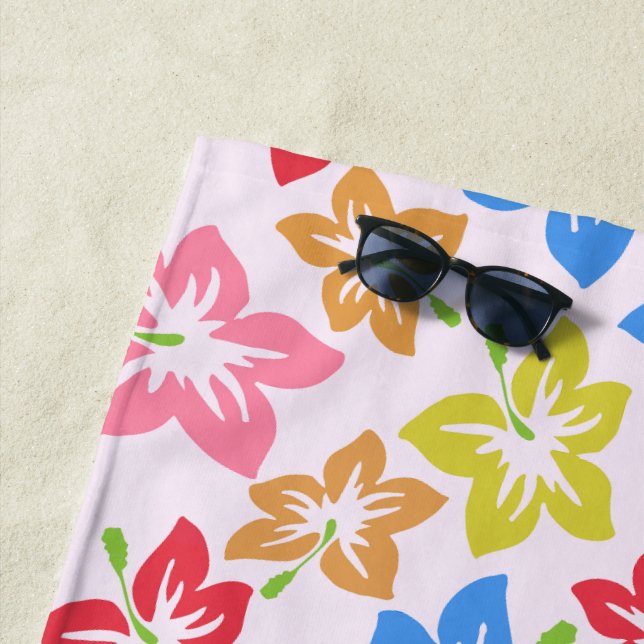 Toalla De Playa Hibiscus Colorido, Patrón De Flores (In situ)