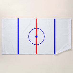 Toalla De Playa Hielo del centro del hockey y líneas azules