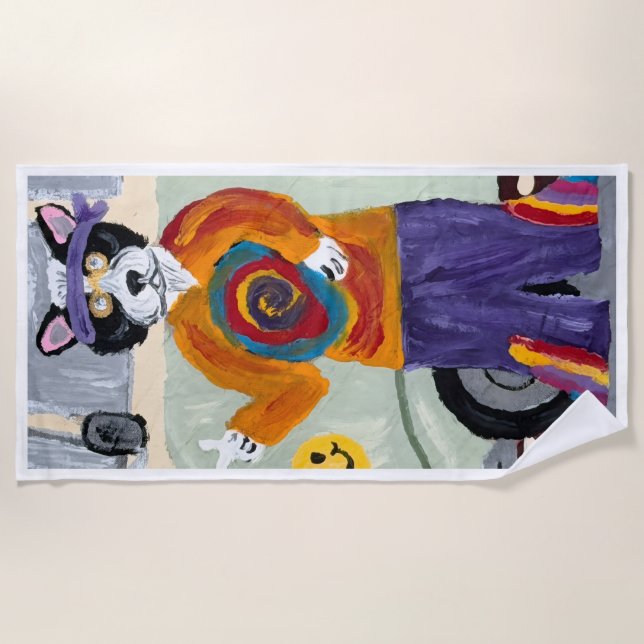 Toalla De Playa Hippie Cat Daddy  (Anverso)