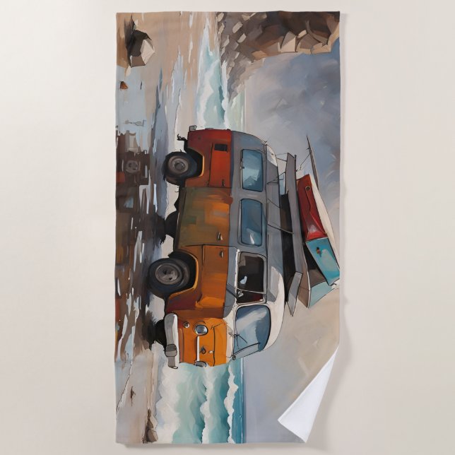 Toalla De Playa Hippie Van Seascape Traveller Mood Art (Anverso)