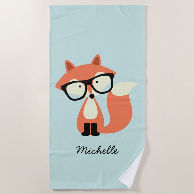 Toalla De Playa Hipster Red Fox (Anverso)