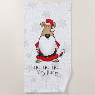 Toalla De Playa HO HO HO Muy Gracioso Santa Costume Perro Sarcásti