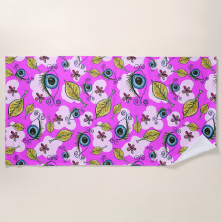 Toalla De Playa Hoja De Flor De Ojo_Púrpura