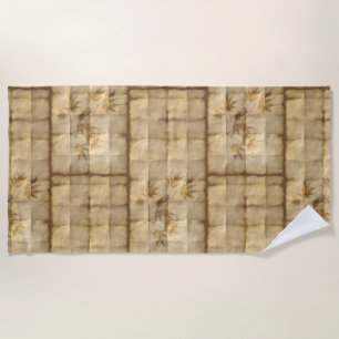 Toalla De Playa Hoja de maple dorada con aspecto de papel pergamin