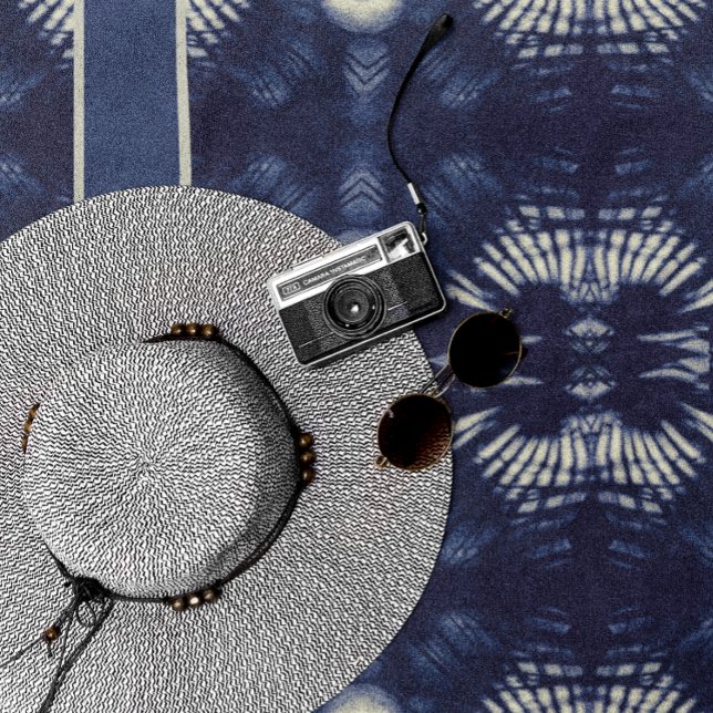 Toalla De Playa Hoja de palma en azul delft, personalizable (Subido por el creador)