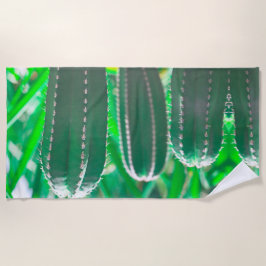 Toalla De Playa Hojas de la planta de cactus verde pastel