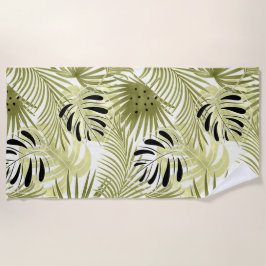 Toalla De Playa hojas de palma, florales, botánicas, coloridas