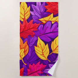 Toalla De Playa Hojas Personalizados vívidas: morado, amarillo, ro