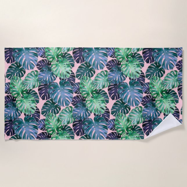 Toalla De Playa Hojas tropicales de Monstera (Anverso)