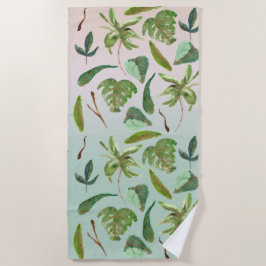 Toalla De Playa Hojas Verdes Tropical Gold