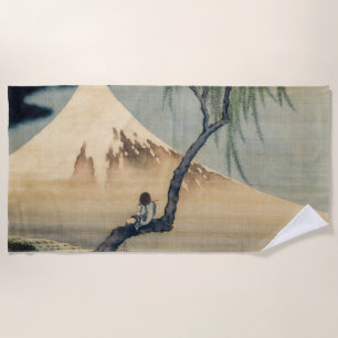 Toalla De Playa Hokusai - Boy Visualizando Mt Fuji