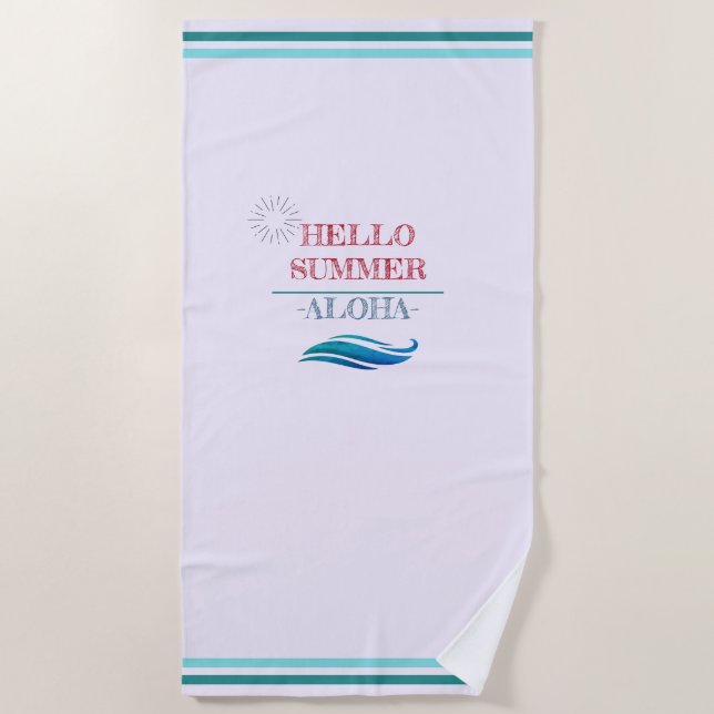 Toalla De Playa "Hola Aloha de Verano" Vibes tropicales (Anverso)